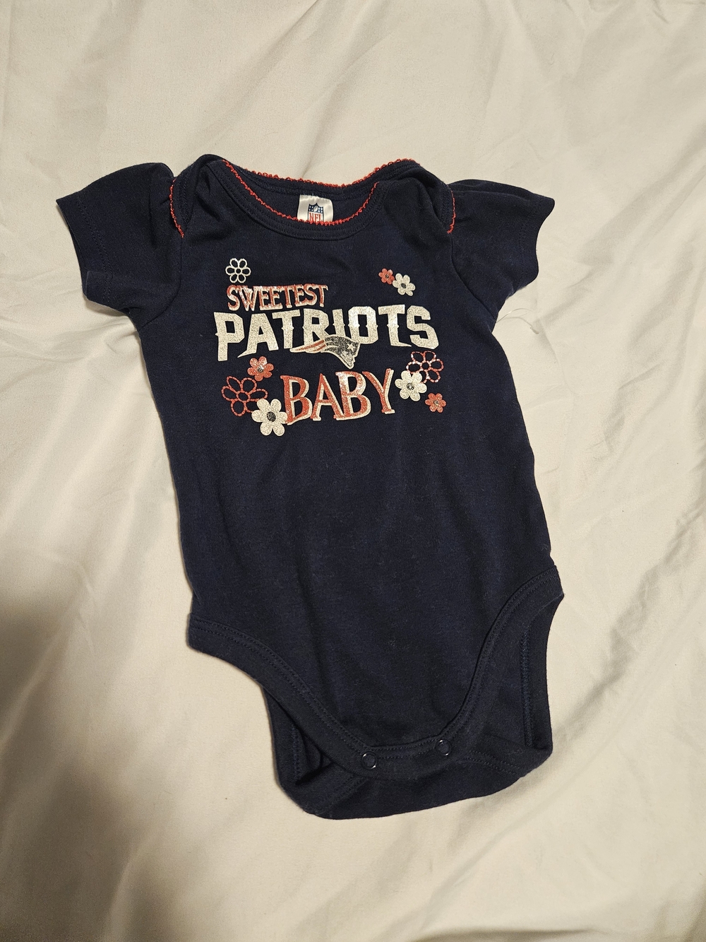 NFL Team Apparel Sweetest Patriots Baby Bodysuit Blue & Red Baby 3-6M